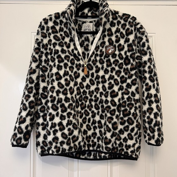 Buc-Ees Jackets & Blazers - Buc-ees Adult Women Sherpa Fleece Leopard Cheetah Pullover 1/4 Zip Jacket Small